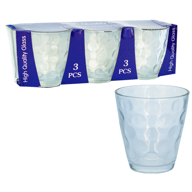 Set 3 pahare transparente sticla 305 ML